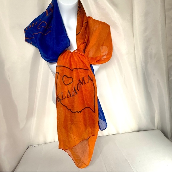 OKLAHOMA orange and blue Scarf - Picture 13 of 13